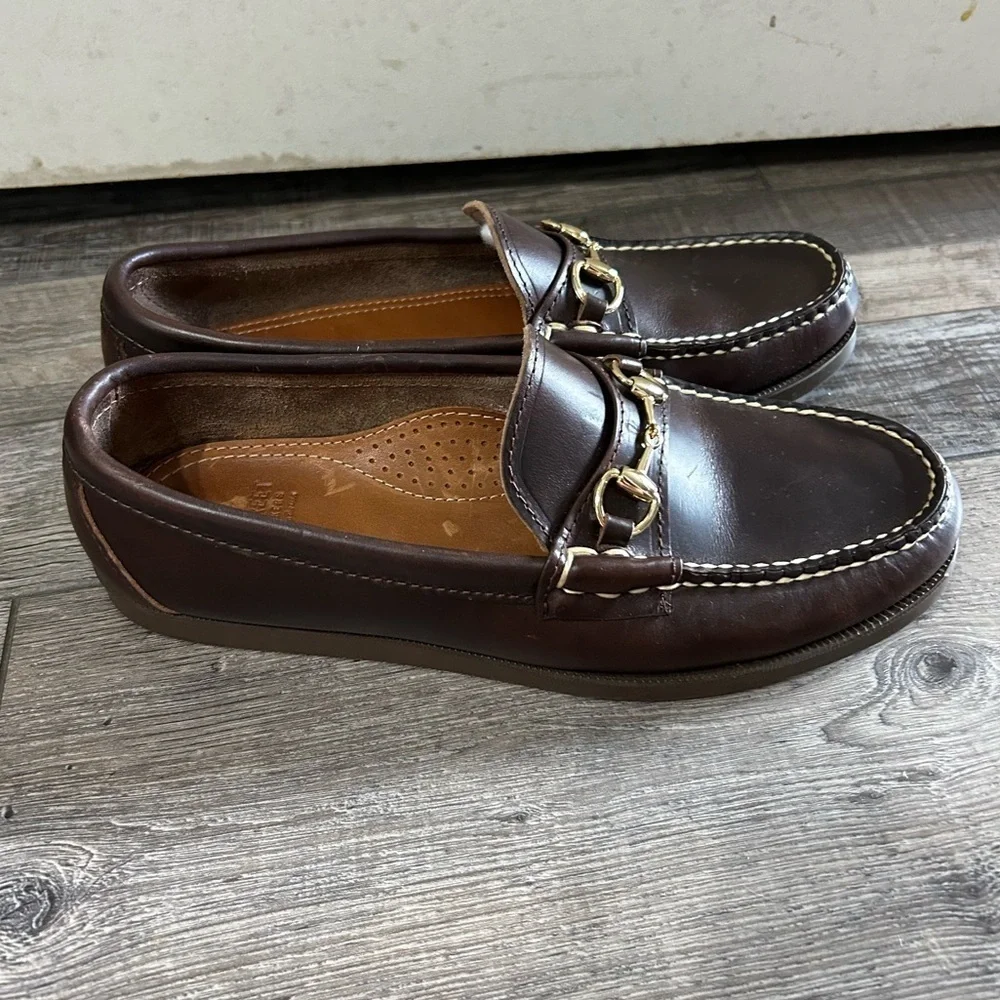 Oakstreet Bootmaker handcrafted in USA Classic Brown Leather Bit Loafers